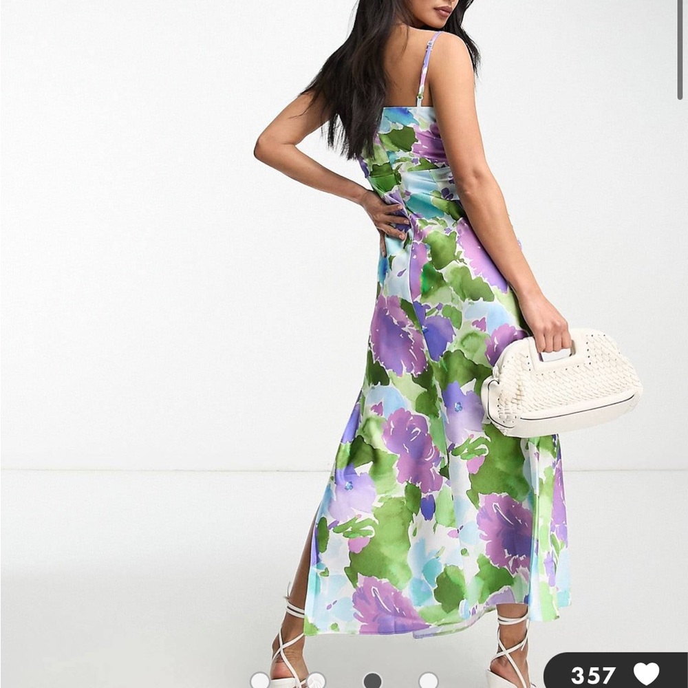 ASOS Design Satin Corset Detail Maxi Dress in Watercolor Floral Print - Picture 3 of 10